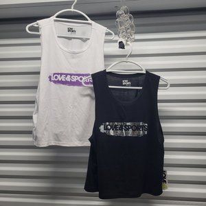 Love & Sports Women's Muscle Tank Tops, Black & White, XLarge - NWT